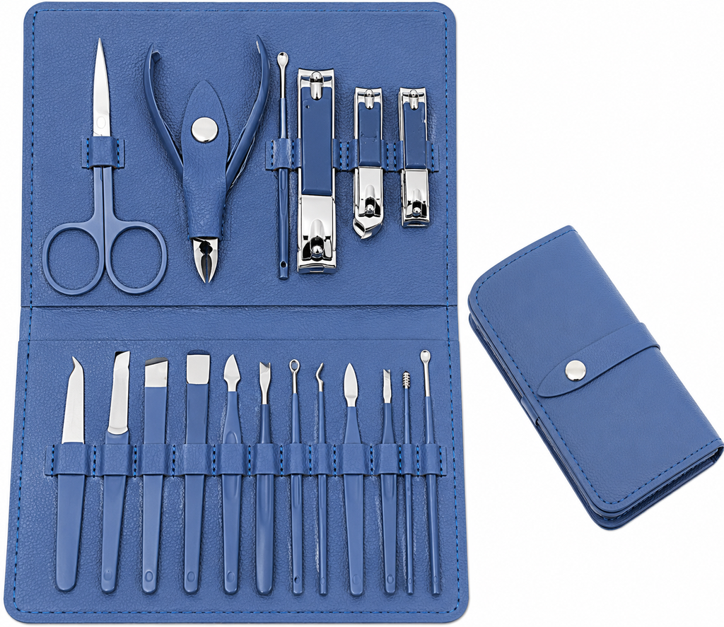 16-in-1 Manicure & Pedicure Kit – Stainless Steel Nail Grooming Set with Nail Clippers, Cuticle Nippers & Nail File