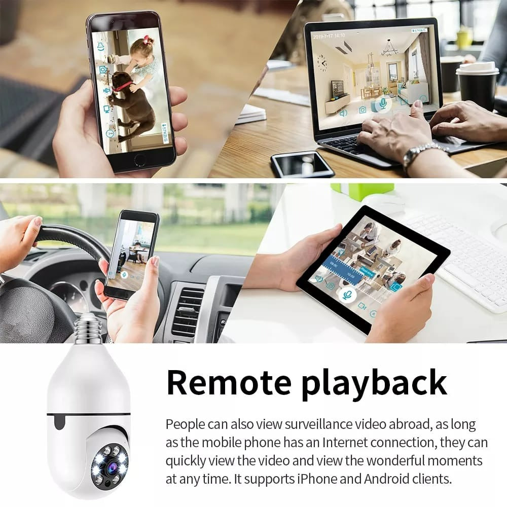 1080P WiFi Bulb CCTV Camera – 360° Smart Home Security Camera with Night Vision & Motion Detection