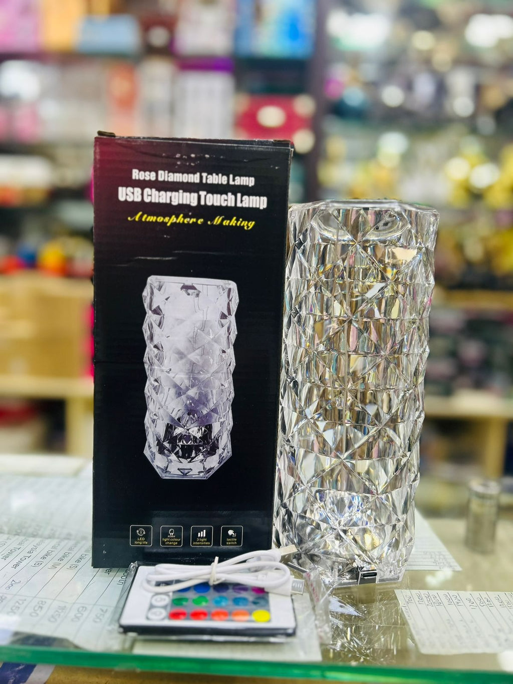 Crystal Diamond LED Night Lamp – Elegant Home Décor