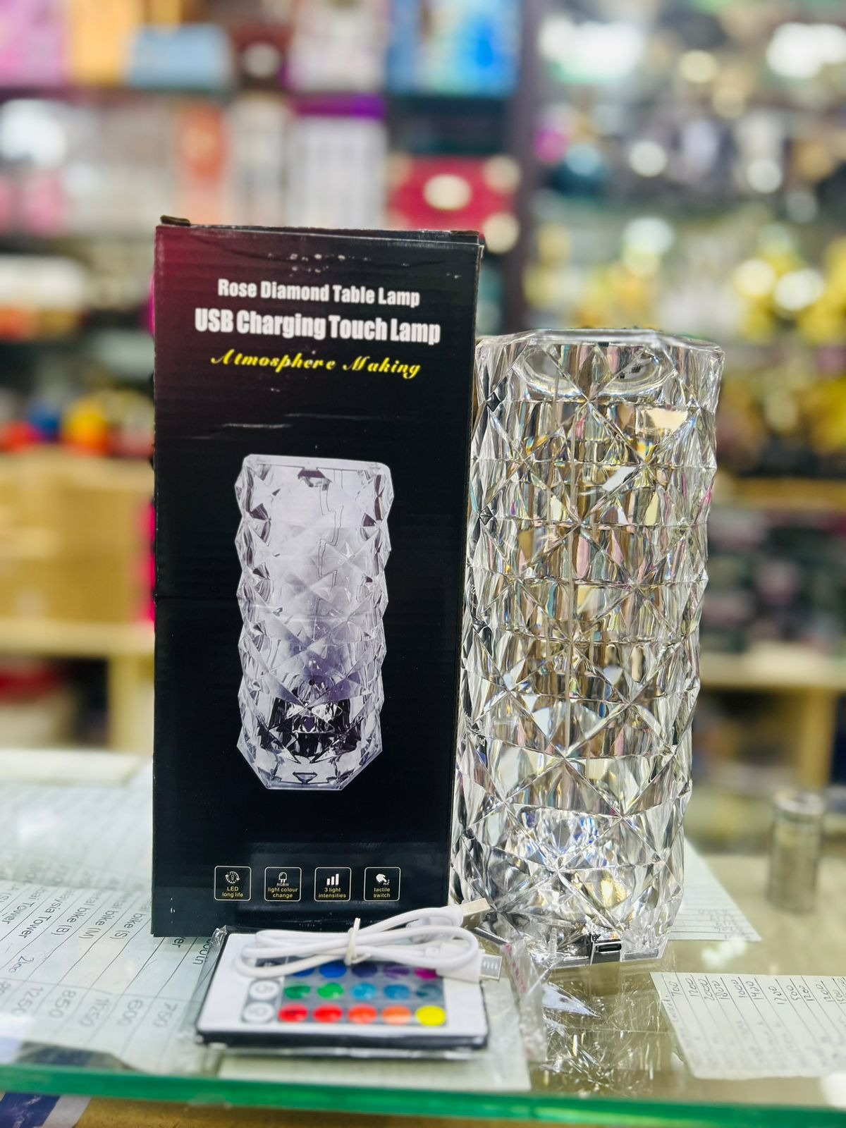 Crystal Diamond LED Night Lamp – Elegant Home Décor