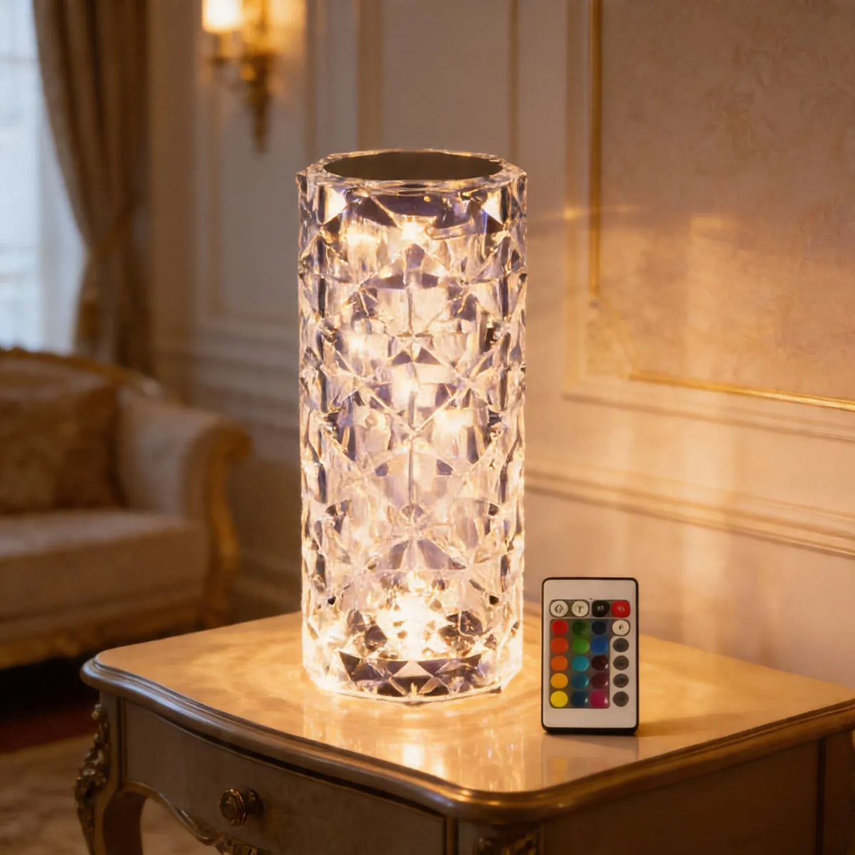 Crystal Diamond LED Night Lamp – Elegant Home Décor