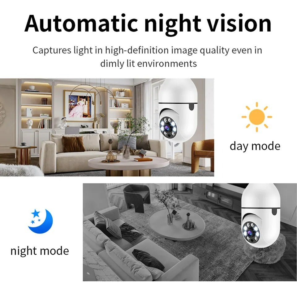 1080P WiFi Bulb CCTV Camera – 360° Smart Home Security Camera with Night Vision & Motion Detection